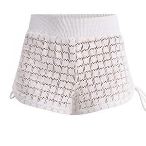 NWT! White Eyelet Woven Knitted Women Sheer Shorts
